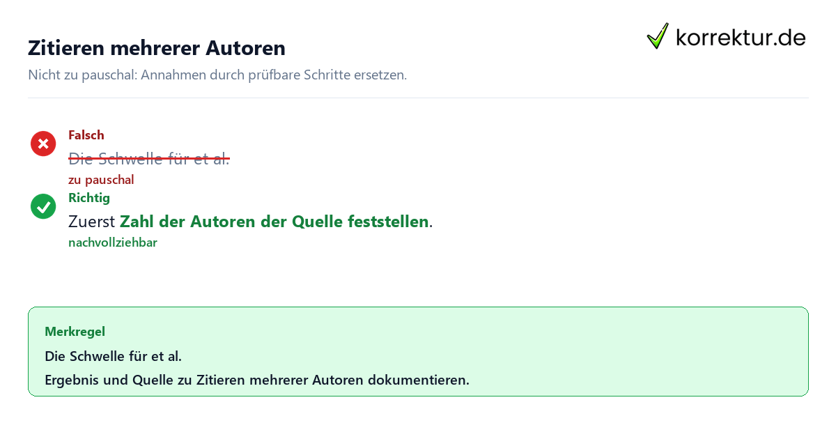 Zitieren mehrerer Autoren Ungeeignete und belastbare Vorgehensweise bei Zitieren mehrerer Autoren