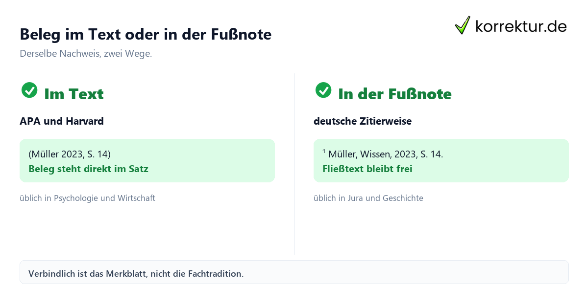 Zitierweisen: Beleg im Text und in der Fußnote