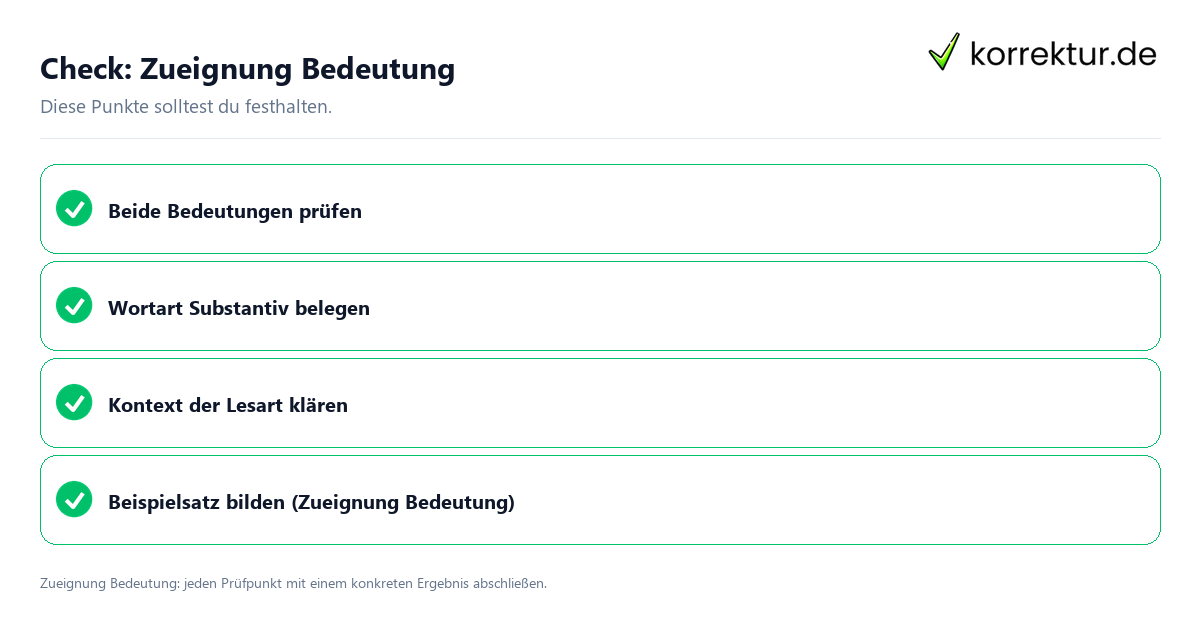 Check: Zueignung Bedeutung Zueignung Bedeutung mit einer themenspezifischen Checkliste