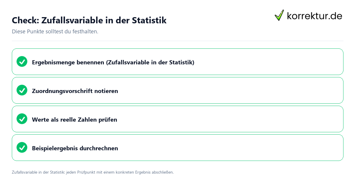 Check: Zufallsvariable in der Statistik Zufallsvariable in der Statistik mit einer themenspezifischen Checkliste