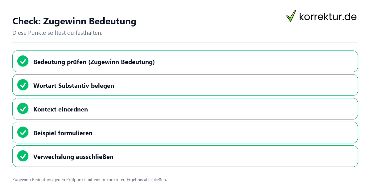 Zugewinn Bedeutung mit einer themenspezifischen Checkliste