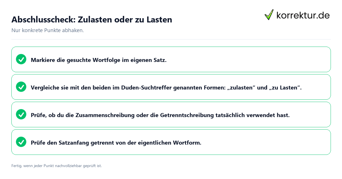 Konkreter Abschlusscheck zu Zulasten oder zu Lasten