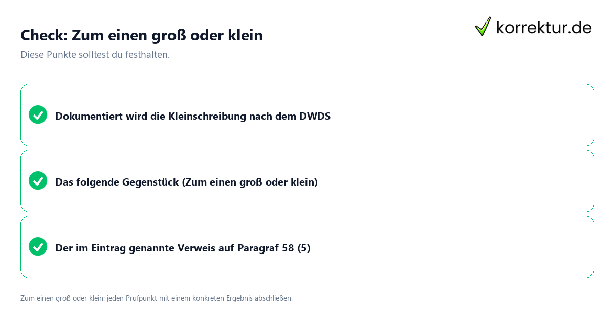 Check: Zum einen groß oder klein Zum einen groß oder klein mit einer themenspezifischen Checkliste