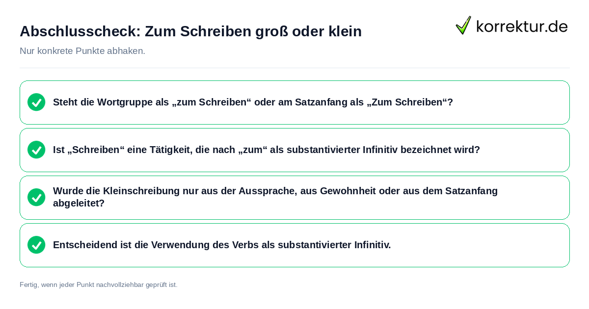 Konkreter Abschlusscheck zu Zum Schreiben groß oder klein