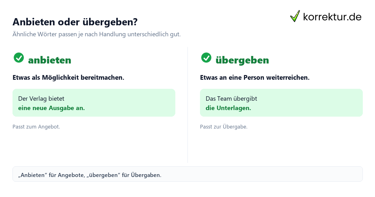Anbieten oder übergeben? Das passende Synonym für „zur Verfügung stellen“ finden: anbieten oder übergeben