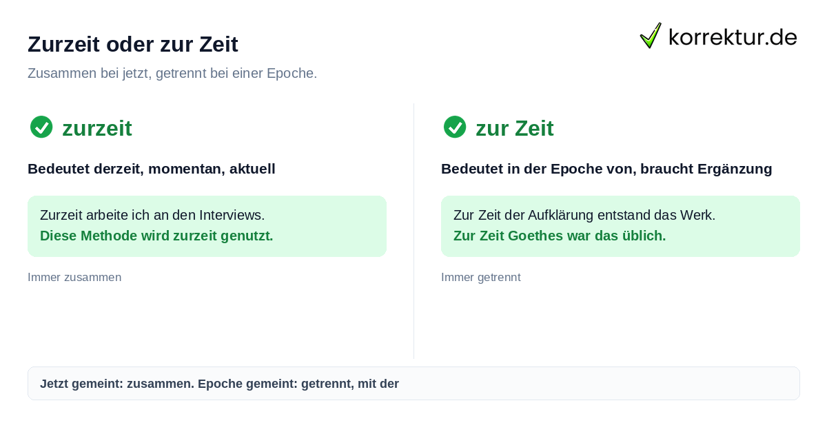 Zurzeit oder zur Zeit Zurzeit oder zur Zeit richtig schreiben: Regel im Vergleich
