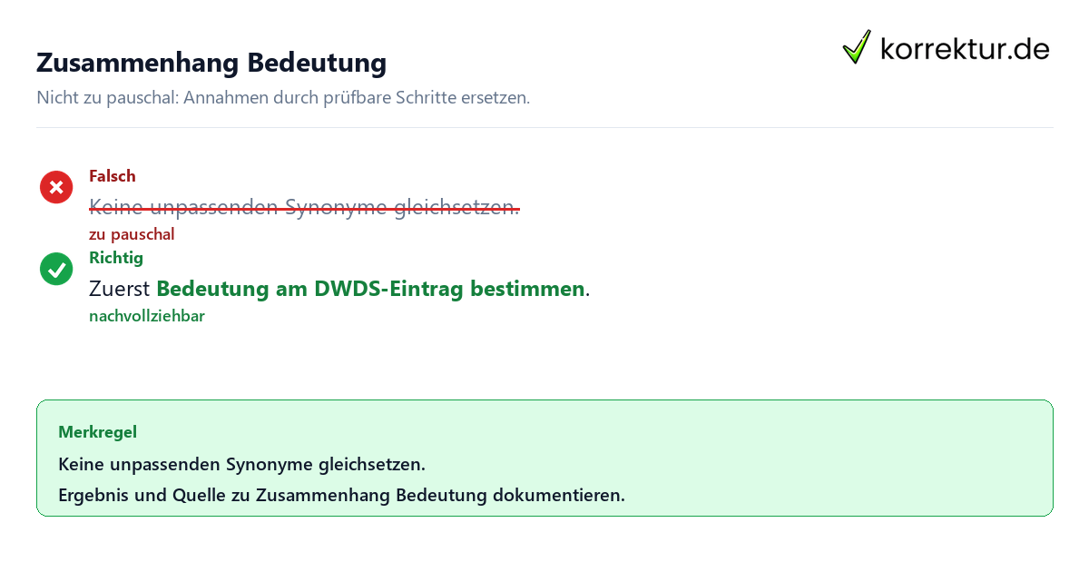 Zusammenhang Bedeutung Ungeeignete und belastbare Vorgehensweise bei Zusammenhang Bedeutung