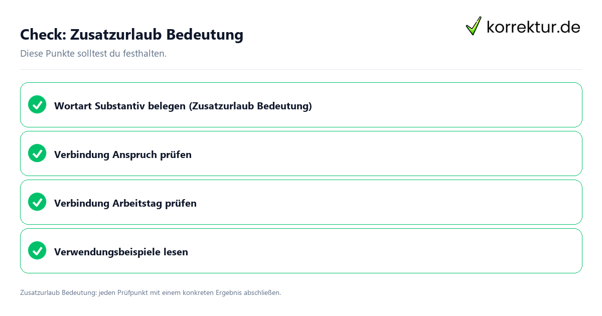 Zusatzurlaub Bedeutung mit einer themenspezifischen Checkliste