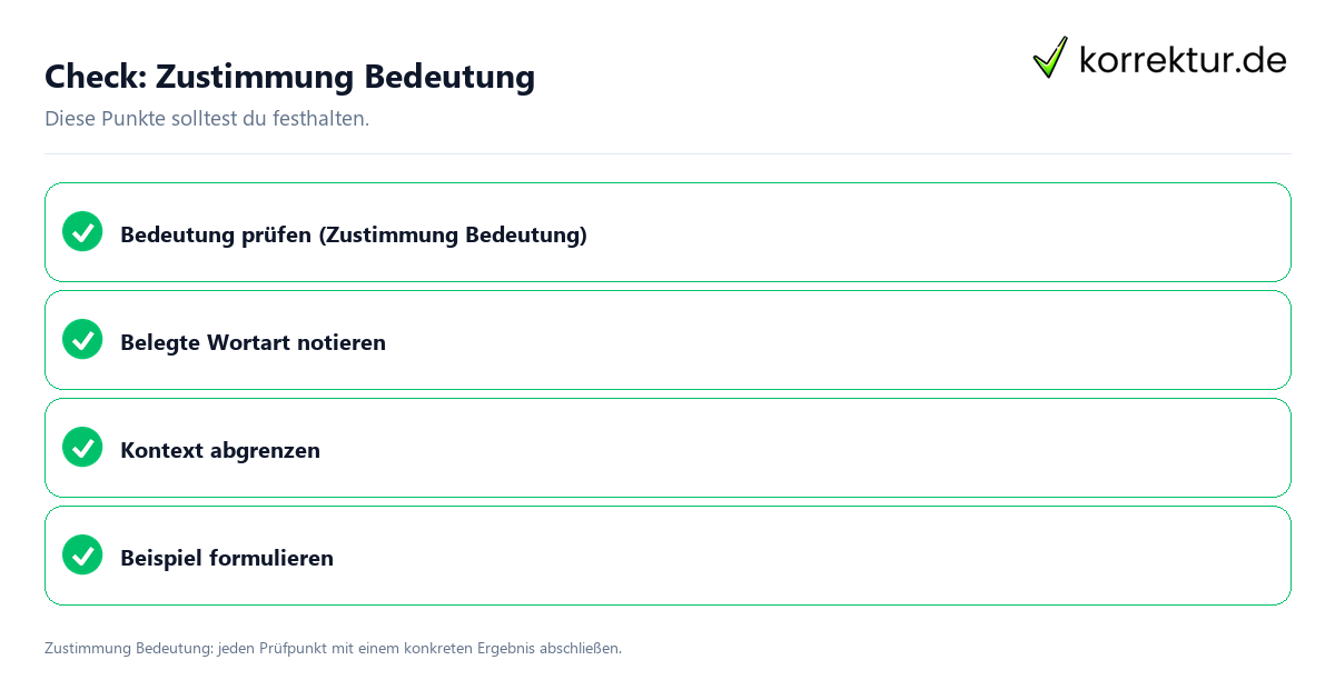 Check: Zustimmung Bedeutung Zustimmung Bedeutung mit einer themenspezifischen Checkliste
