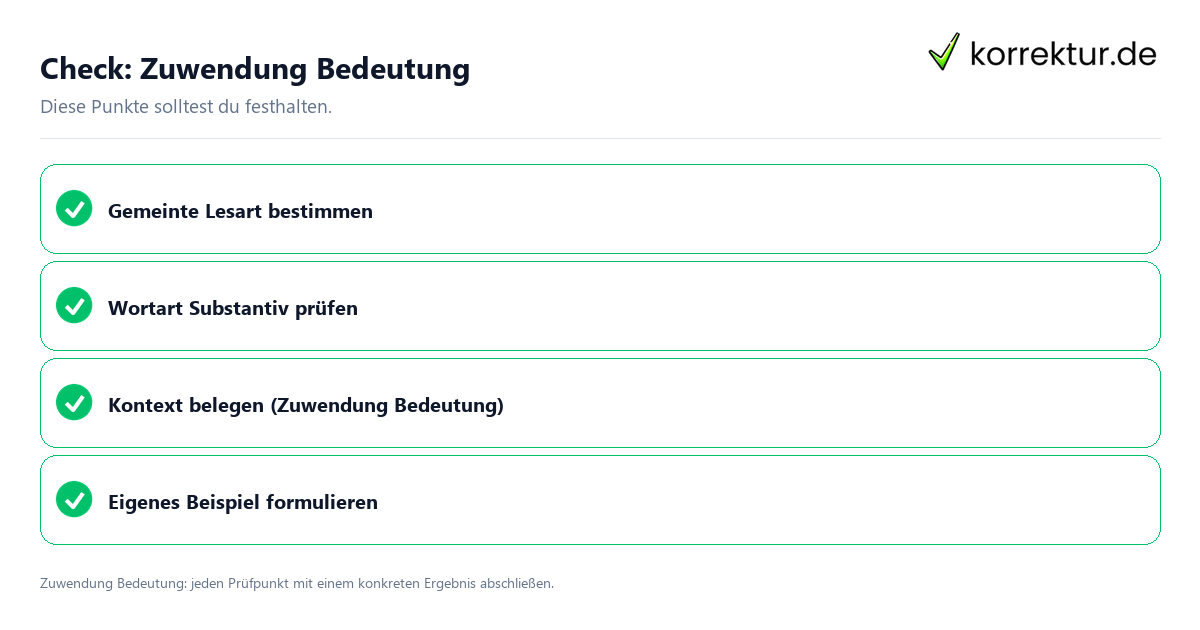 Zuwendung Bedeutung mit einer themenspezifischen Checkliste
