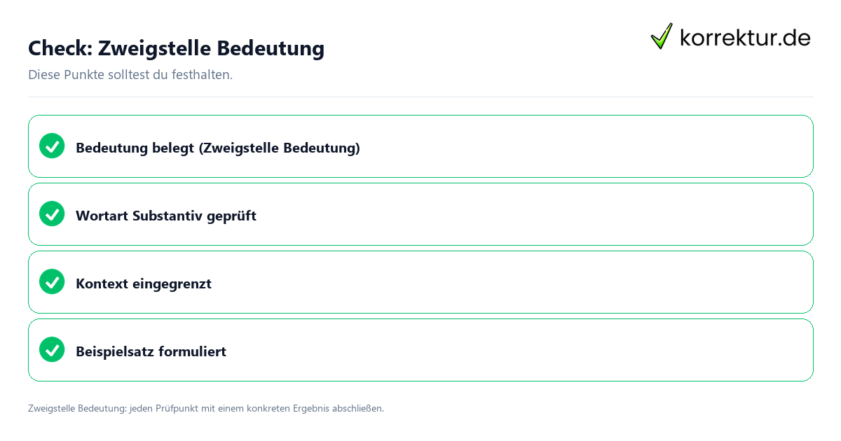 Check: Zweigstelle Bedeutung Zweigstelle Bedeutung mit einer themenspezifischen Checkliste