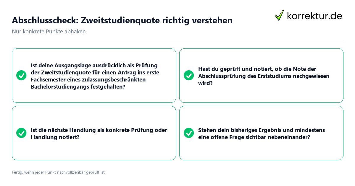 Konkreter Abschlusscheck zu Zweitstudienquote richtig verstehen