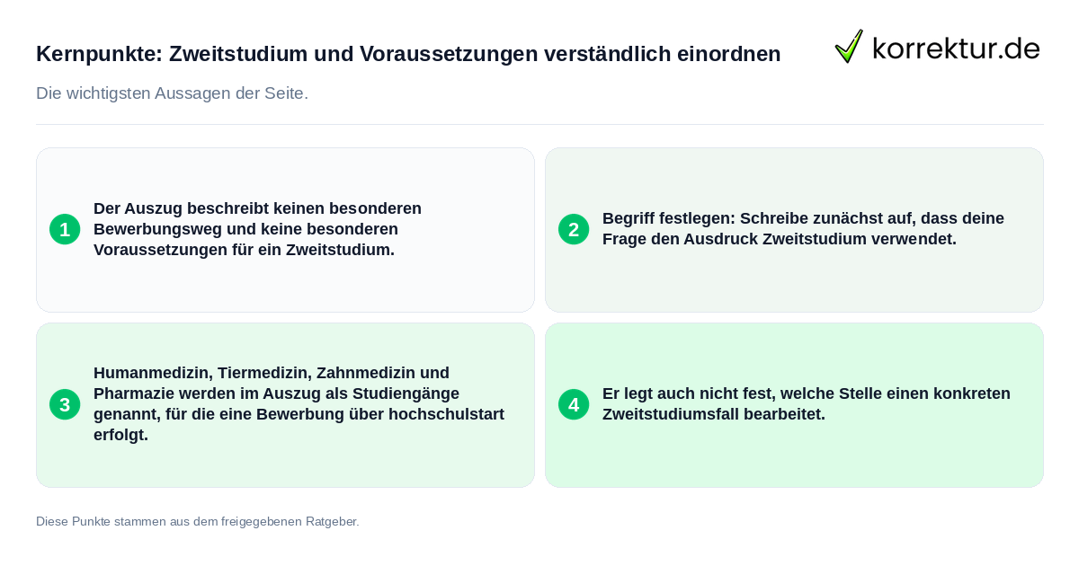 Kernpunkte: Zweitstudium und Voraussetzungen verständlich einordnen Konkrete Kernpunkte zu Zweitstudium und Voraussetzungen verständlich einordnen