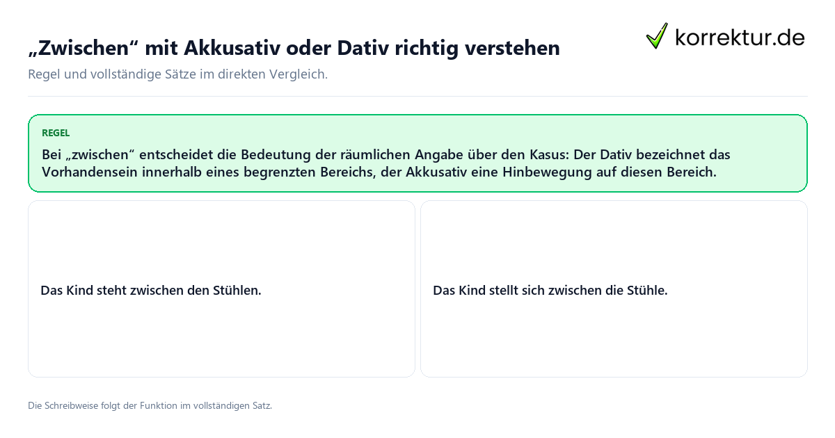 Konkrete Regel und vollständige Beispielsätze zu „Zwischen“ mit Akkusativ oder Dativ richtig verstehen
