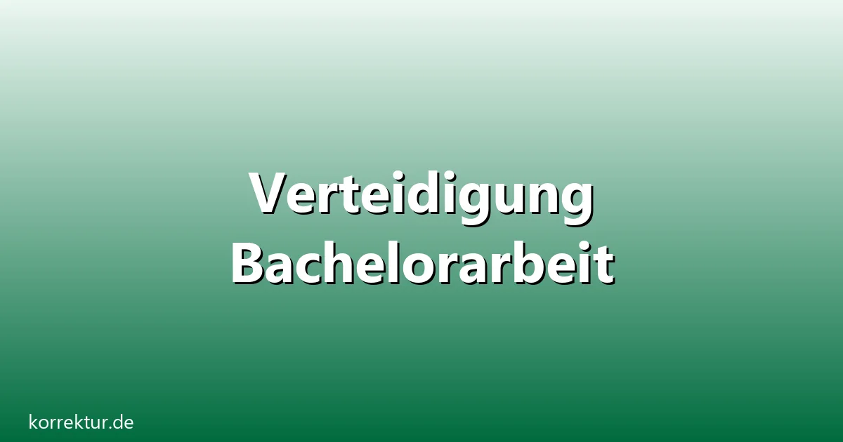 Verteidigung Bachelorarbeit – Übersicht und Hintergrund