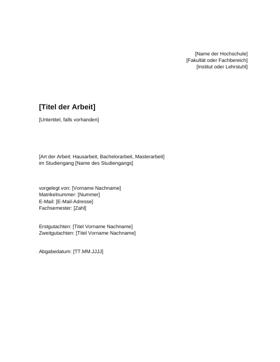 Vorschau der ersten Seite: Word-Formatvorlage für die Abschlussarbeit